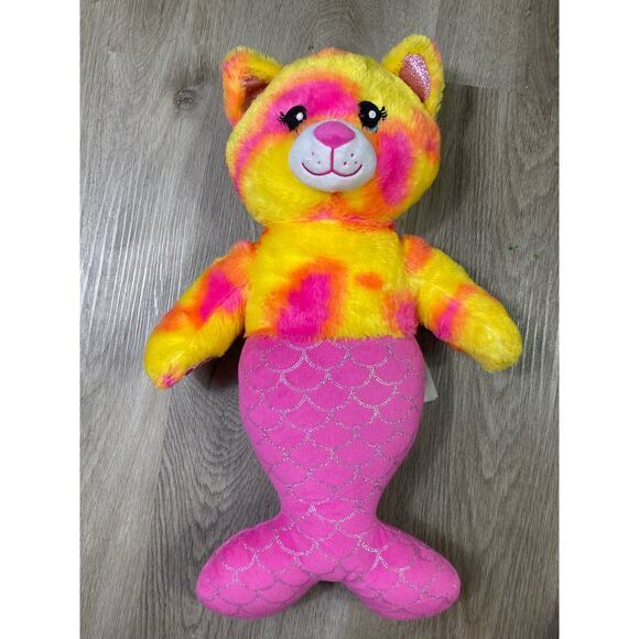 Build-A-Bear Mer-Cat Plush‎ 16" Pink Tie-Dye Shimmering Tail Mermaid Cat - Picture 2 of 12